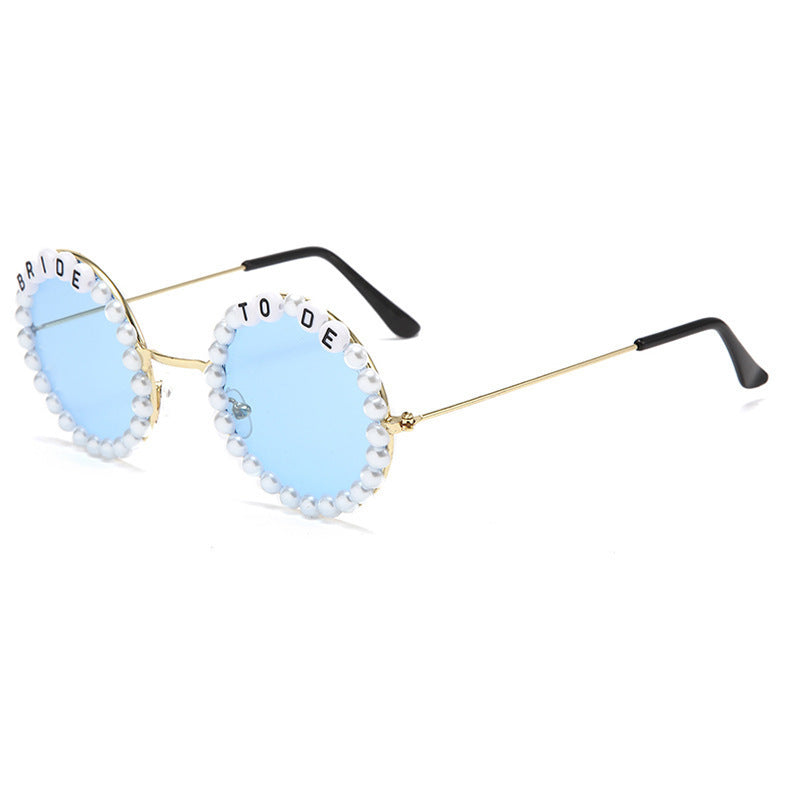 Wholesale Bridal Fashion Rhinestone Bride Peach Sunglasses